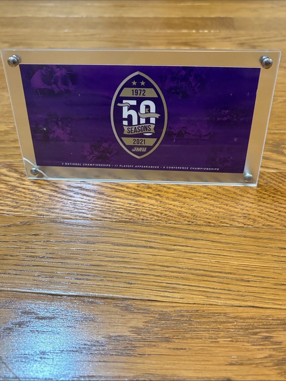 JMU Football 50 Seasons Desk Plaque One Size 1972-2021